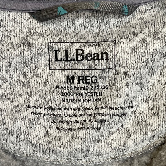 LL Bean Sweater Fleece Pullover Womens M 1/4 Snap Gray Pockets Logo 292726 - Picture 6 of 8